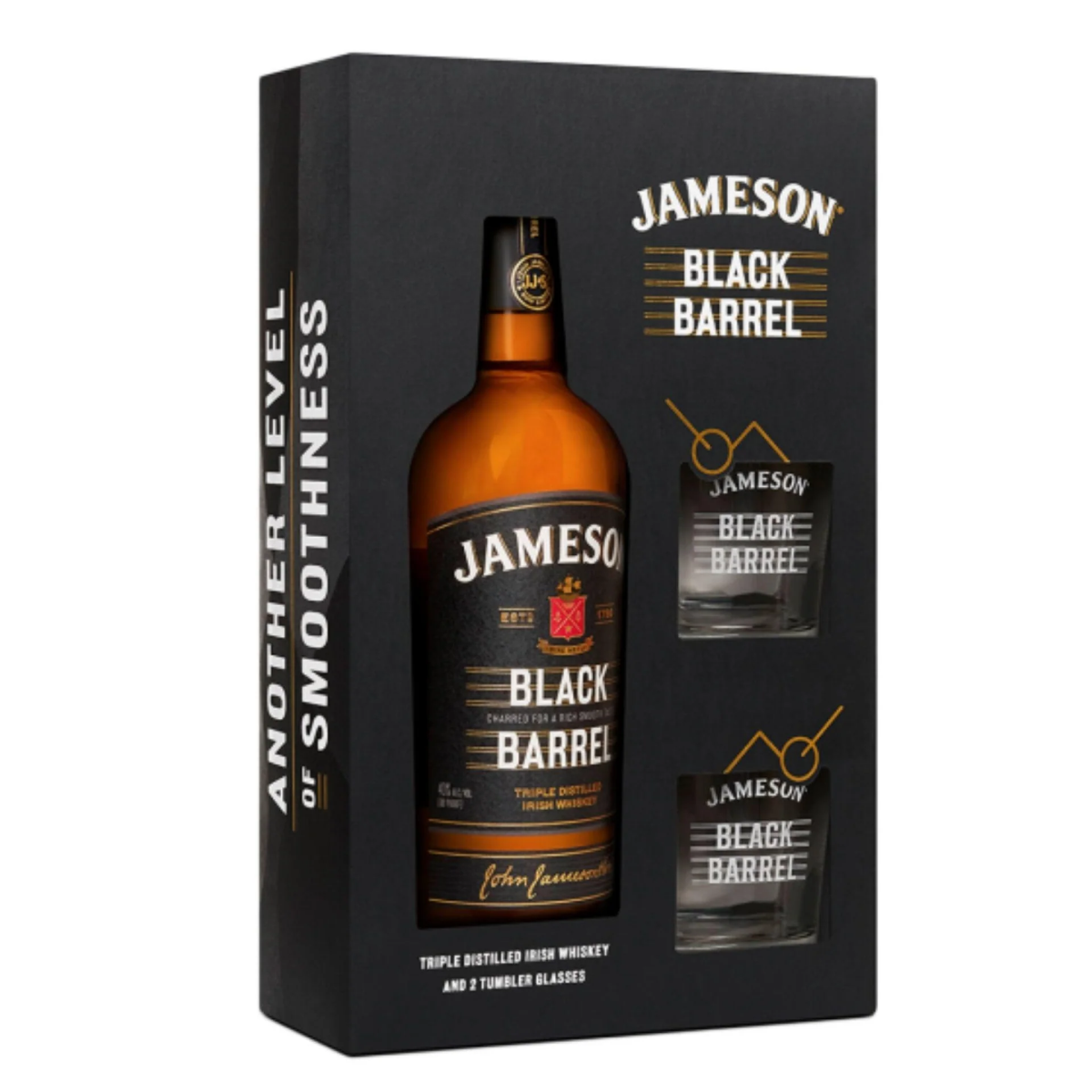 John Jameson Irish Whiskey Black Barrel 700ml + Free Tumbler Glasses