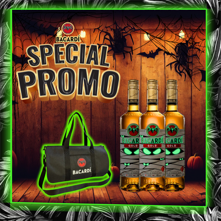 Bacardi Rum Gold Halloween Special 750ml 3s Free Duffle Bag