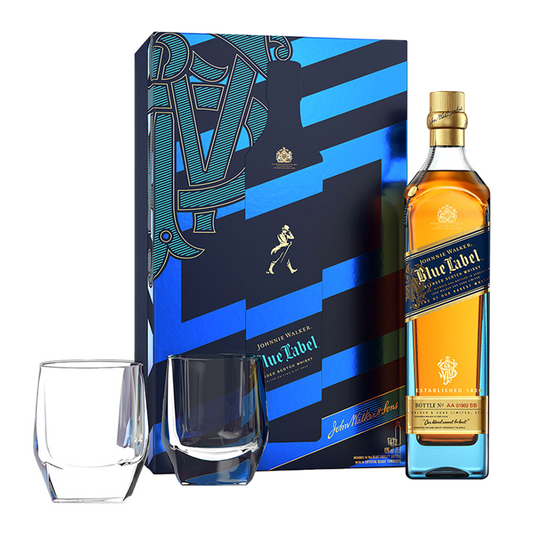 Johnnie Walker Blue Label 750ml + Free 2 Glasses