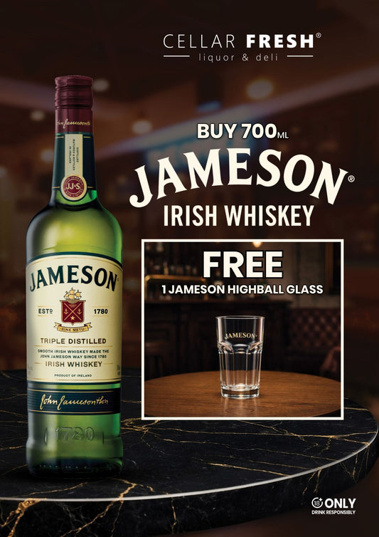 John Jameson Irish Whiskey 700ml + Free 1 Highball Glass