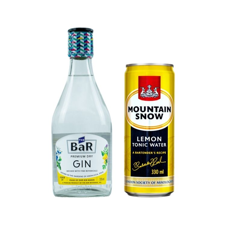 The Bar Premium Dry Gin 335ml + Free Tonic Water