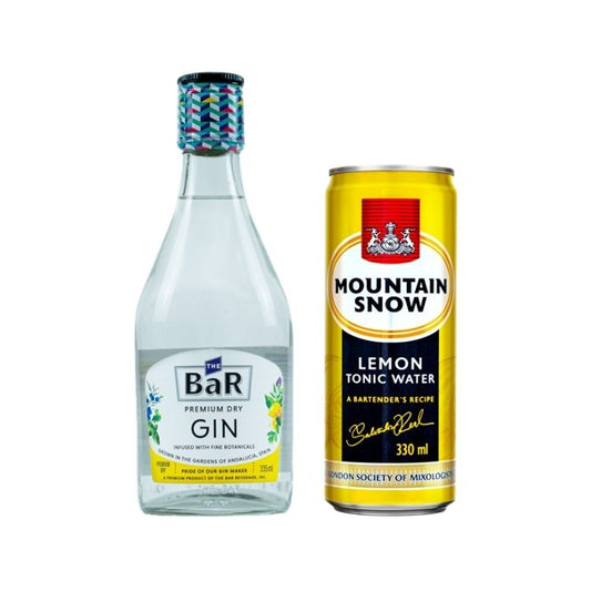 The Bar Premium Dry Gin 335ml + Free Tonic Water